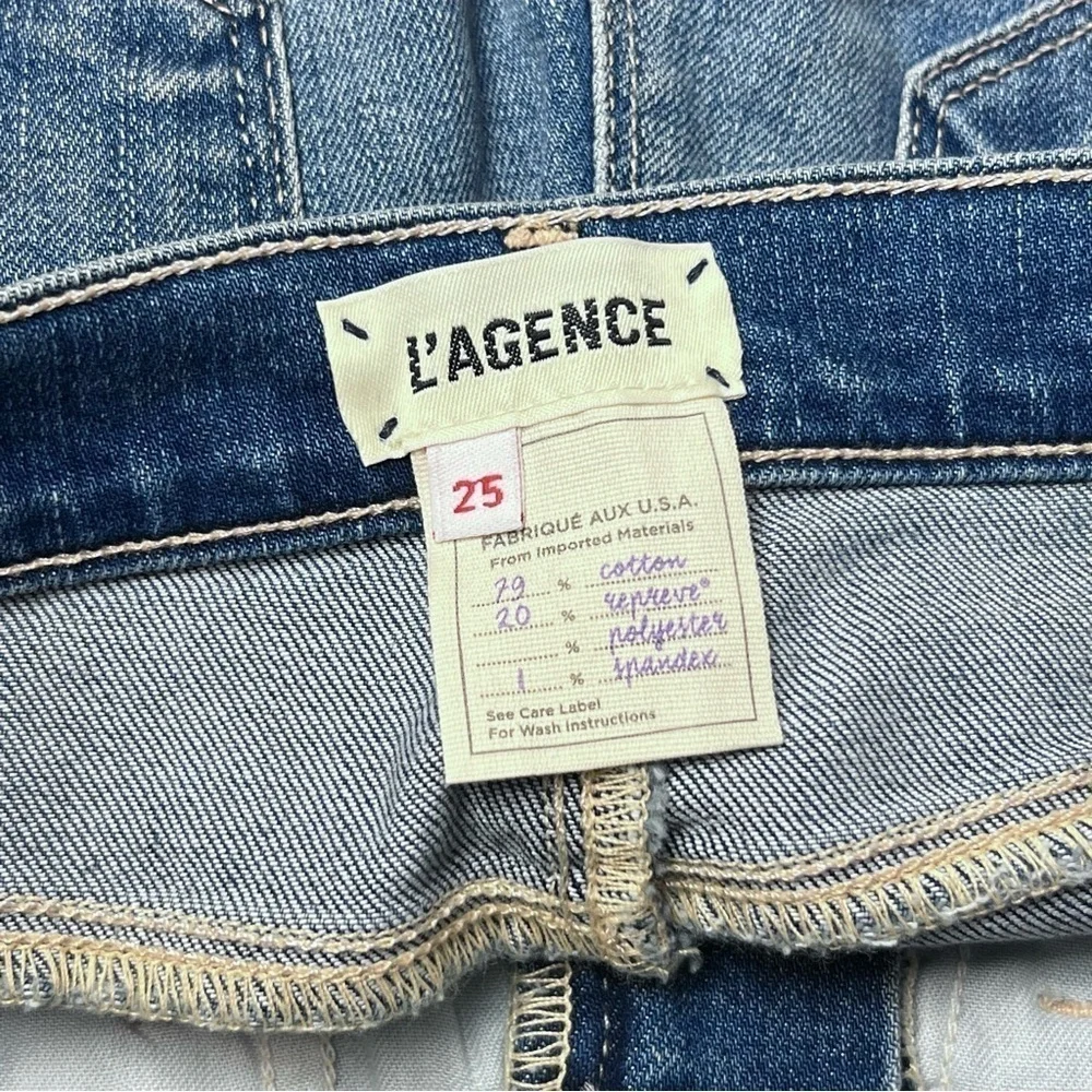 NEW L’AGENCE Margot High Waist Distressed Ankle Cropped Slimming Skinny‎ Jean 25